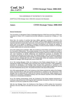 Conf. 16.3 CITES Strategic Vision: 2008-2020 (Rev