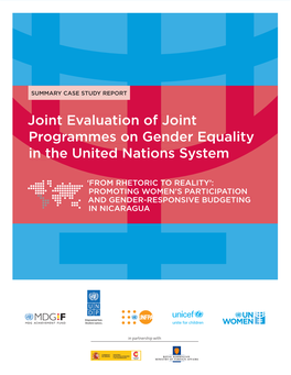 Joint Evaluation of Joint Programmes on Gender Equality in the United Nations System