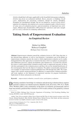 Taking Stock of Empowerment Evaluation: an Empirical Review