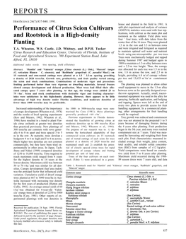 "Performance of Citrus Scion Cultivars and Rootstocks in a High-Density