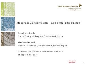 Materials Conservation – Concrete and Plaster