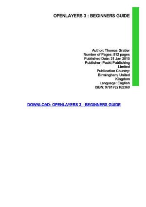 {PDF} Openlayers 3 : Beginners Guide Ebook, Epub