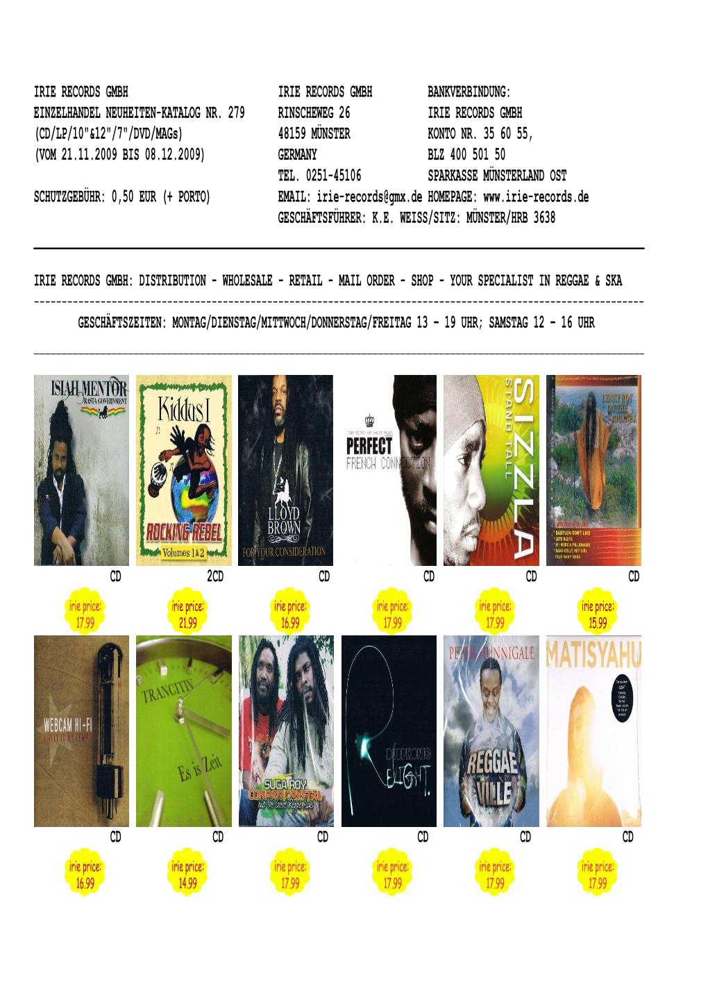 IRIE RECORDS New Release Catalogue 12-09 #1