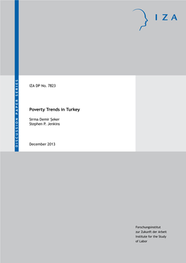 Poverty Trends in Turkey IZA DP No