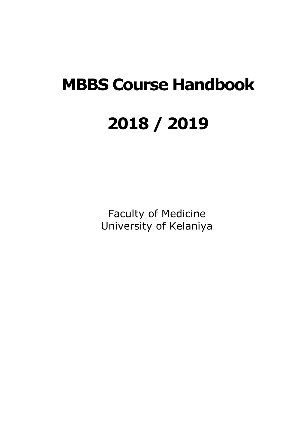 MBBS Course Handbook 2018 / 2019