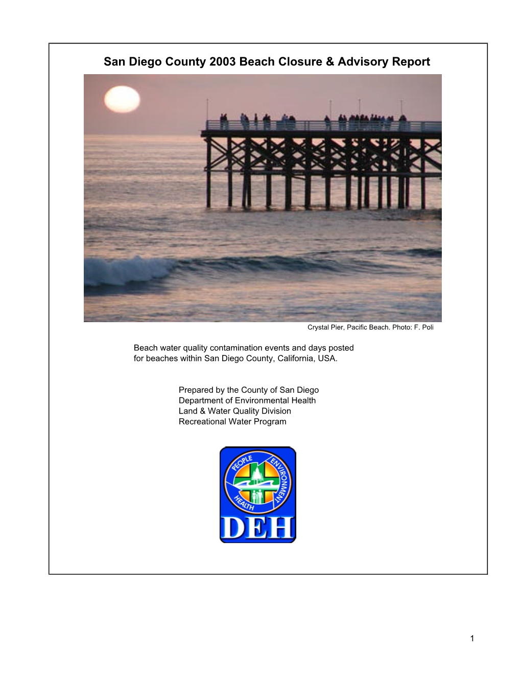 2003 Beach Closure Report
