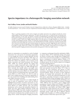 Species Importance in a Heterospecific Foraging Association Network