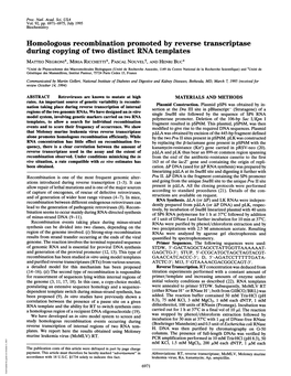 During Copying of Two Distinct RNA Templates