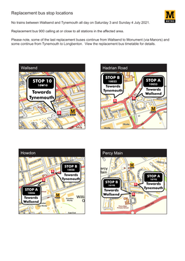 Replacement Bus Stop Locations Towards Tynemouth STOP 10