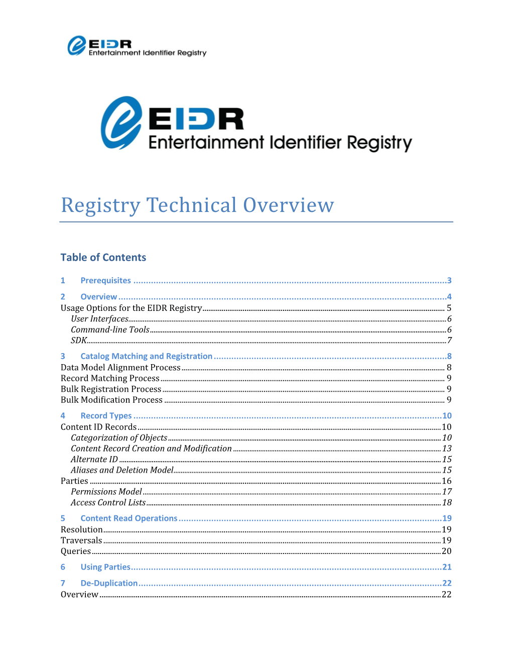 Registry Technical Overview
