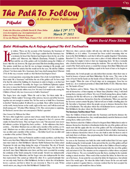 The Path to Follow a Hevrat Pinto Publication Pikudei 381