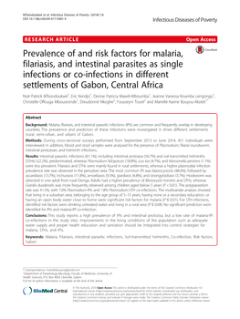 Prevalence of and Risk Factors for Malaria, Filariasis, and Intestinal