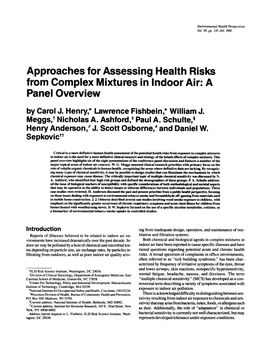 Approaches for Assessing Health Risks from Complex Mixtures in Indoor Air: a Panel Overview by Carol J