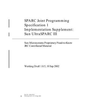 SPARC Joint Programming Specification 1 Implementation Supplement: Sun Ultrasparc III