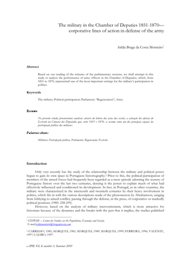 The Military in the Chamber of Deputies 1851-1870— Corporative Lines of Action in Defense of the Army