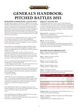 General's Handbook: Pitched Battles 2021