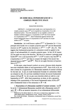 On Some Real Hypersurfaces of a Complex Projective Space