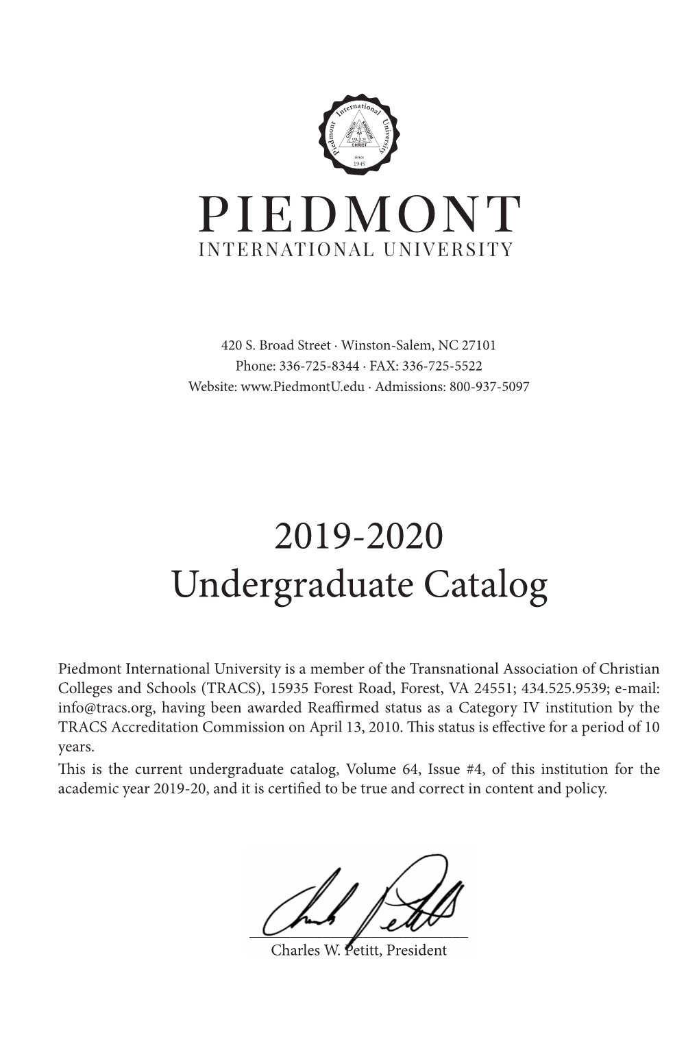 2019-2020 Undergraduate Catalog