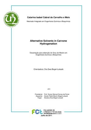 Alternative Solvents in Carvone Hydrogenation