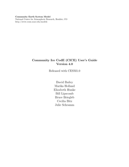 Community Ice Code (CICE) User's