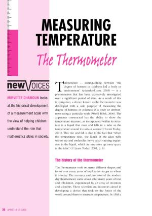 MEASURING TEMPERATURE the Thermometer