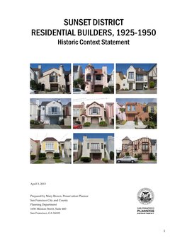 Sunset District Residential Builders, 1925–1950