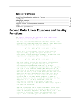 Second Order Linear Equations and the Airy Functions: