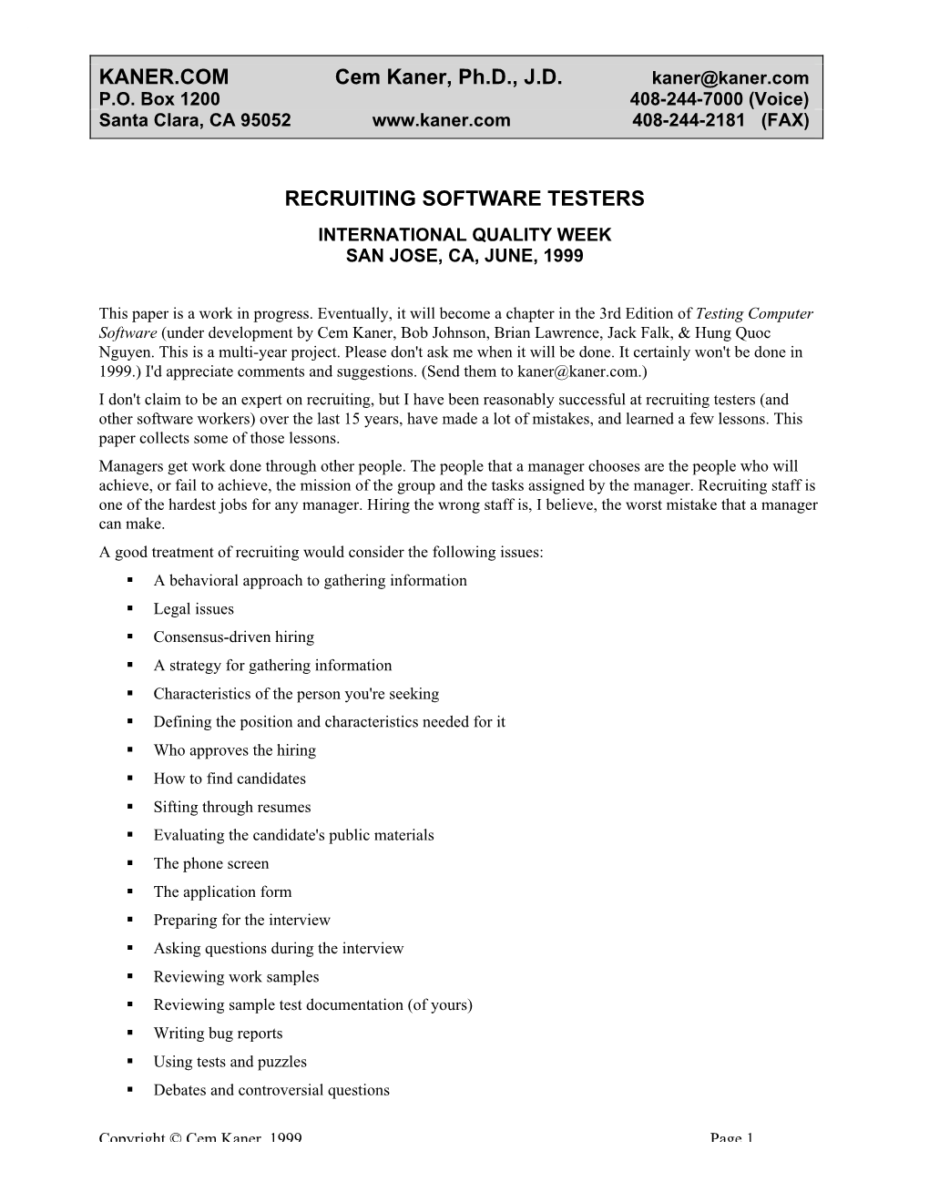 Interviewing Software Testing Job Candidates