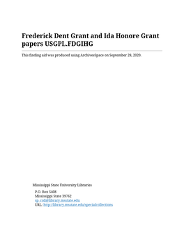 Frederick Dent Grant and Ida Honore Grant Papers USGPL.FDGIHG