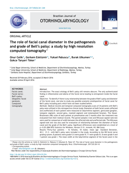 The Role of Facial Canal Diameter in the Pathogenesis and Grade of Bell's Palsy