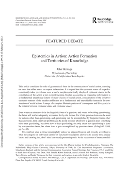 Epistemics in Action: Action Formation and Territories of Knowledge