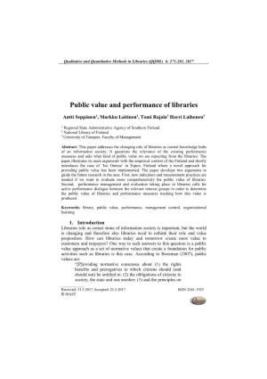 Public Value and Performance of Libraries
