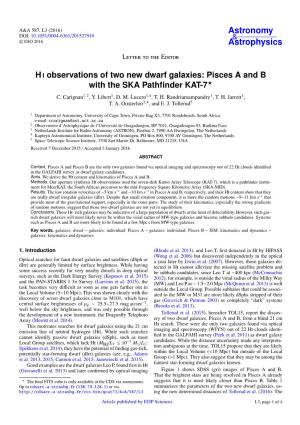 H I Observations of Two New Dwarf Galaxies: Pisces a and B with the SKA Pathﬁnder KAT-7? C