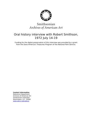 Oral History Interview with Robert Smithson, 1972 July 14-19