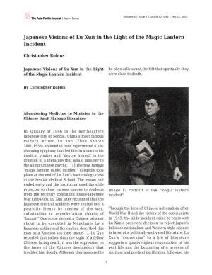 Japanese Visions of Lu Xun in the Light of the Magic Lantern Incident