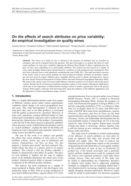 An Empirical Investigation on Quality Wines