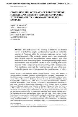 Comparing the Accuracy of Rdd Telephone Surveys and Internet Surveys Conducted with Probability and Non-Probability Samples