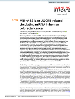 Mir-4435 Is an UQCRB-Related Circulating Mirna in Human