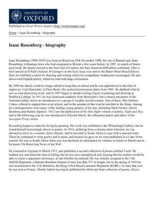 Isaac Rosenberg - Biography