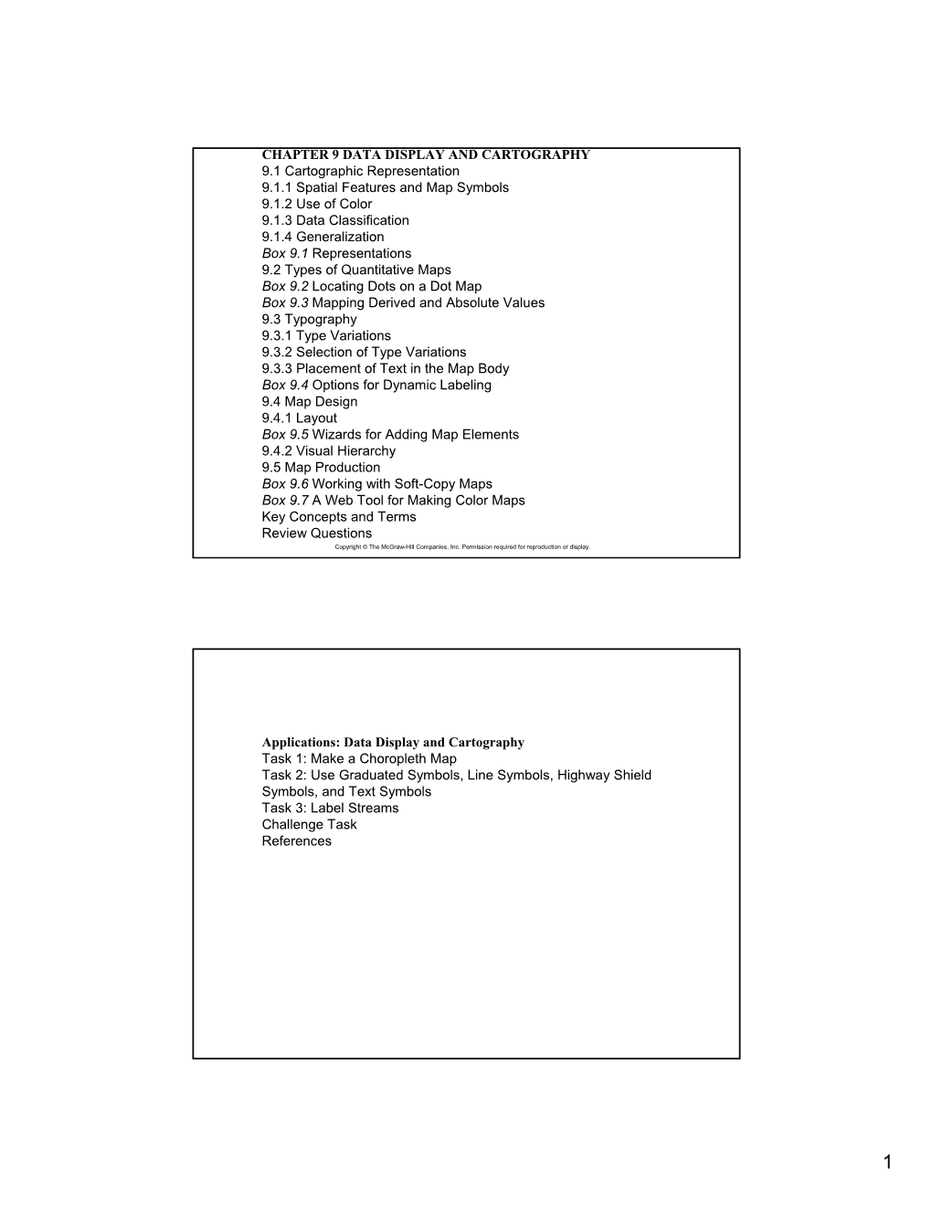 CHAPTER 9 DATA DISPLAY and CARTOGRAPHY 9.1 Cartographic