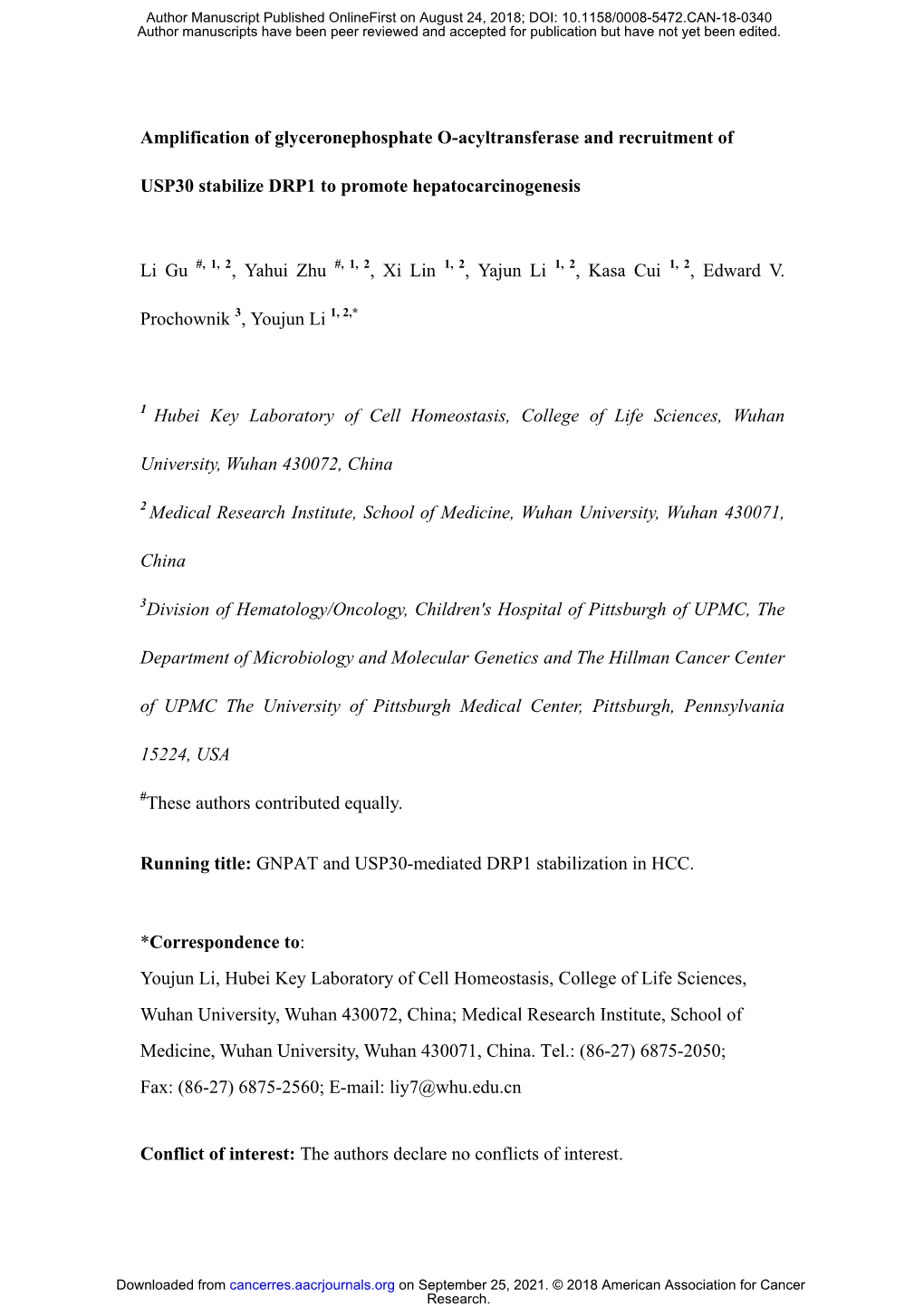 Amplification of Glyceronephosphate O-Acyltransferase and Recruitment of USP30 Stabilize DRP1 to Promote Hepatocarcinogenesis