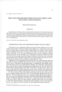 The Cave Exploration Group of East Africa and Volcanic Caves in Kenya