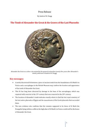Press Release the Tomb of Alexander the Great & the Graves Of
