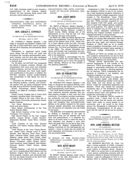 CONGRESSIONAL RECORD— Extensions of Remarks E418 HON