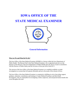 Iowa Office of the State Medical Examiner Informational Pamphlet
