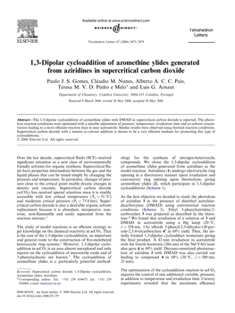 1,3-Dipolar Cycloaddition of Azomethine Ylides Generated from Aziridines in Supercritical Carbon Dioxide Paulo J