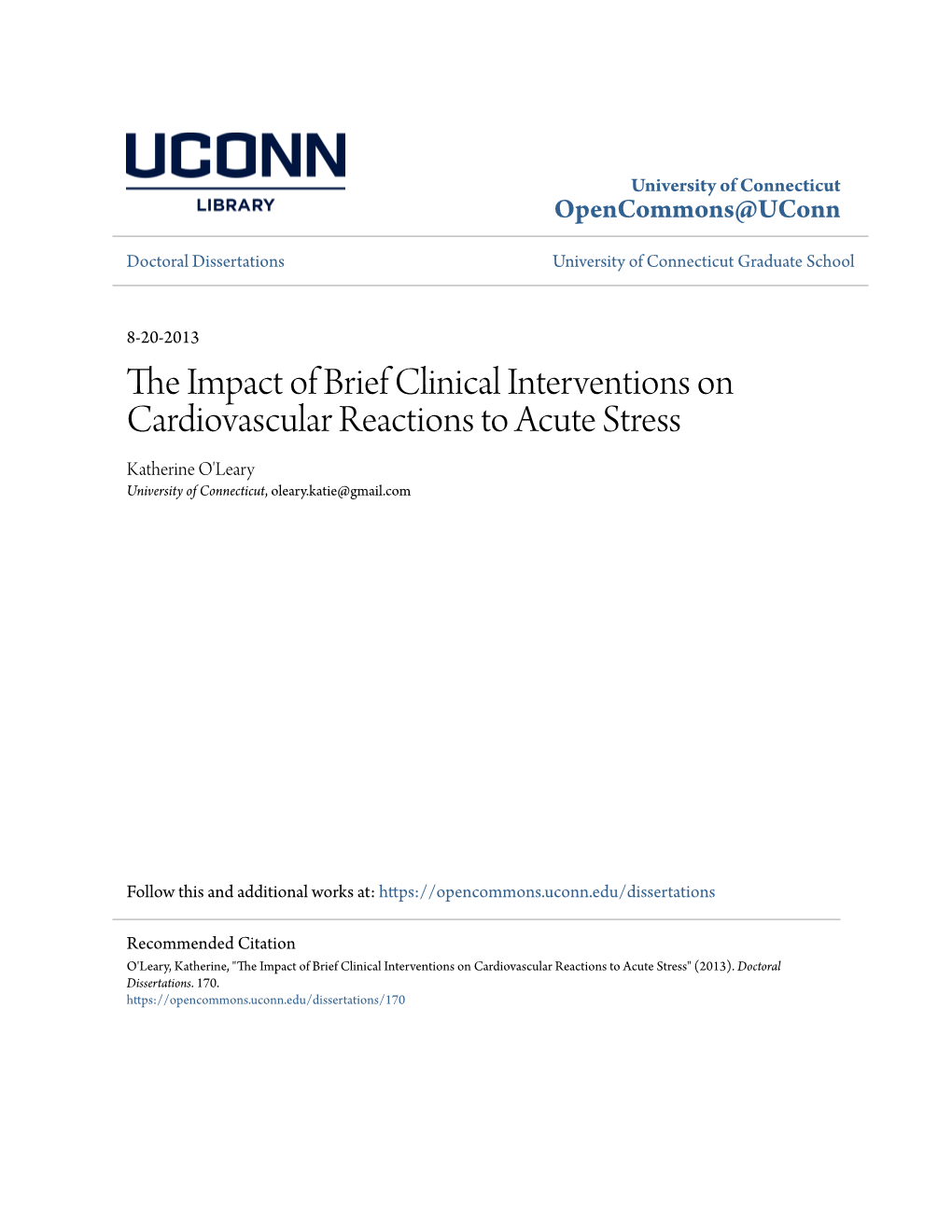 The Impact of Brief Clinical Interventions on Cardiovascular Reactions to Acute Stress