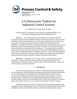 A Cybersecurity Testbed for Industrial Control Systems