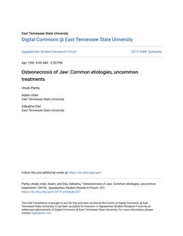 Osteonecrosis of Jaw: Common Etiologies, Uncommon Treatments