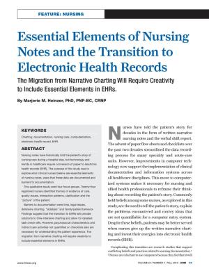Essential Elements of Nursing Notes and the Transition to Electronic Health Records
